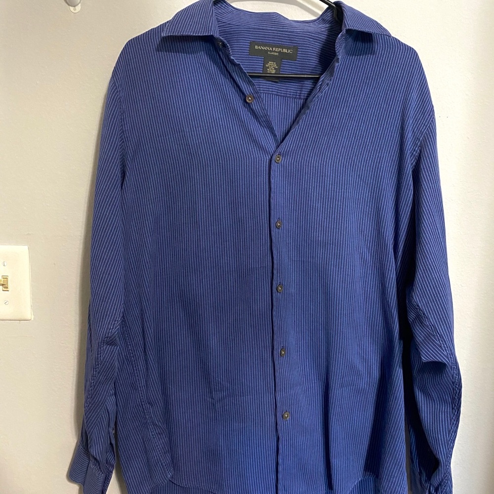 Banana republic blue and white stripped button-up.